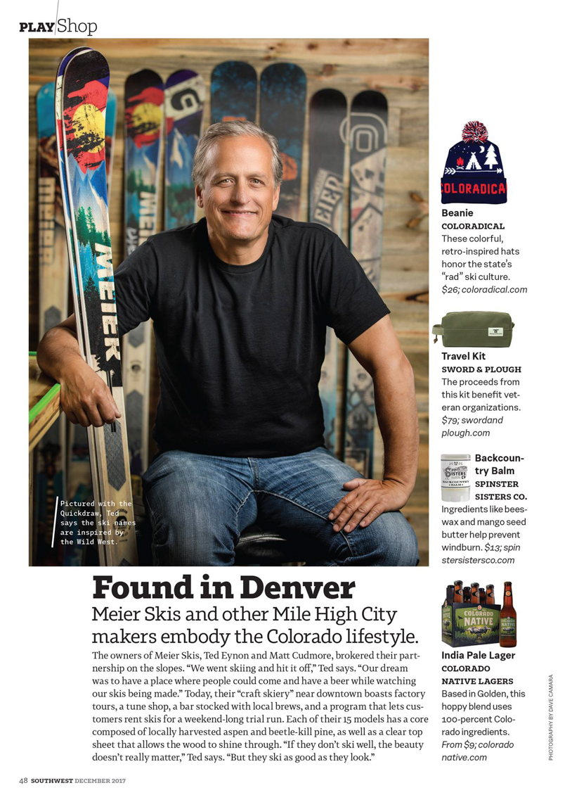 Southwest Airlines Magazine Article of Ted Enyon Owner of Meier Skis